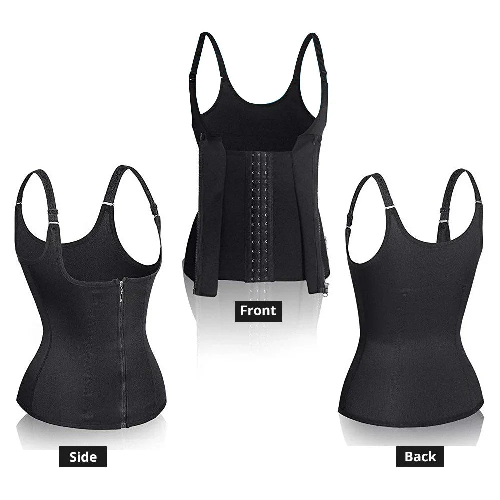 Waist Trainer Tank Top For Women Zipper Body Shaper Tummy Control