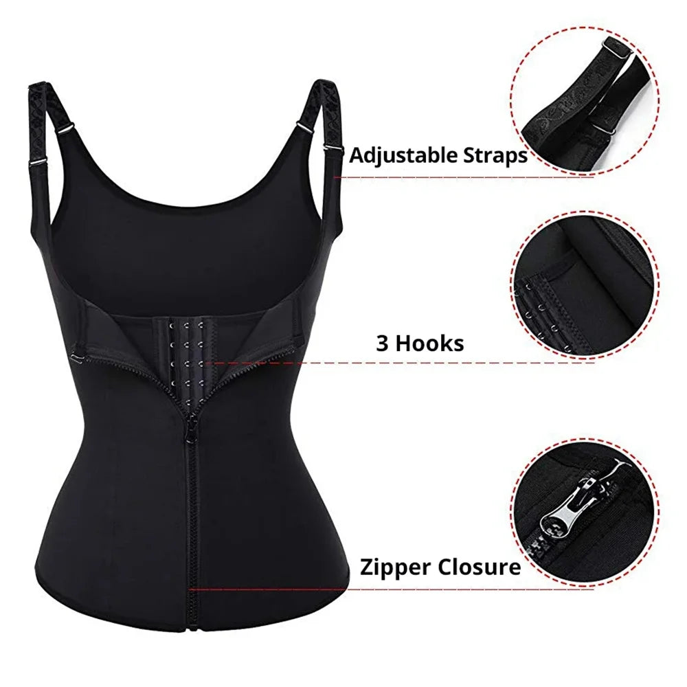 Waist Trainer Tank Top For Women Zipper Body Shaper Tummy Control