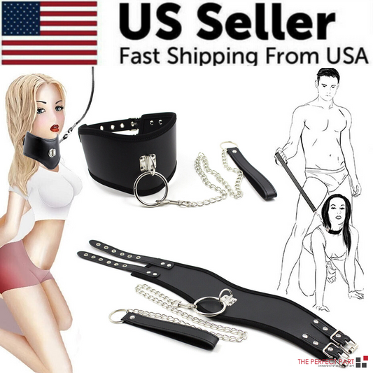 BDSM Bondage SM Kit Women Neck Collar Restraint Set Love Black Slave