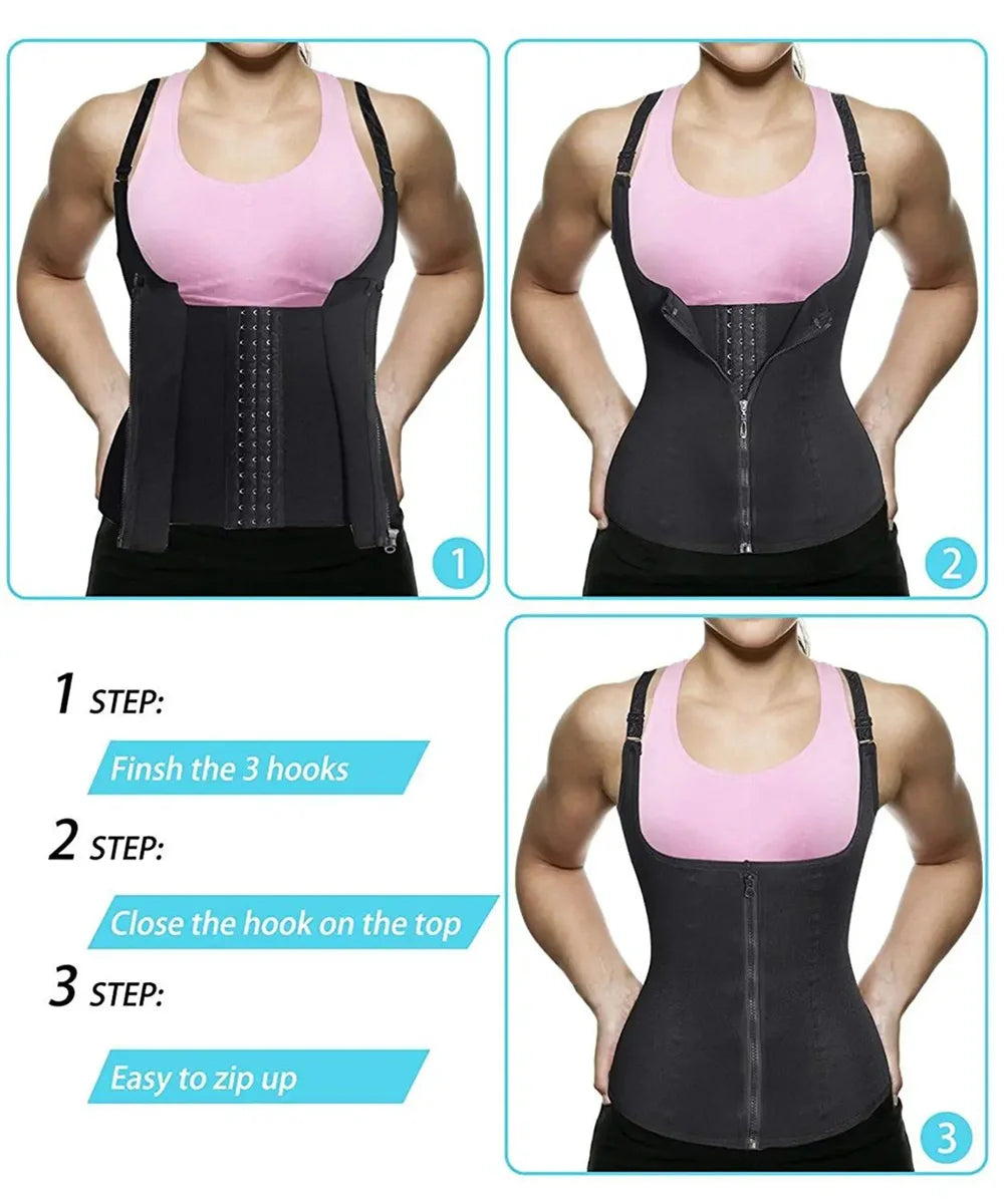 Waist Trainer Tank Top For Women Zipper Body Shaper Tummy Control
