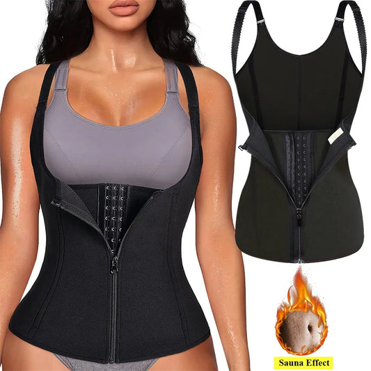Waist Trainer Tank Top For Women Zipper Body Shaper Tummy Control