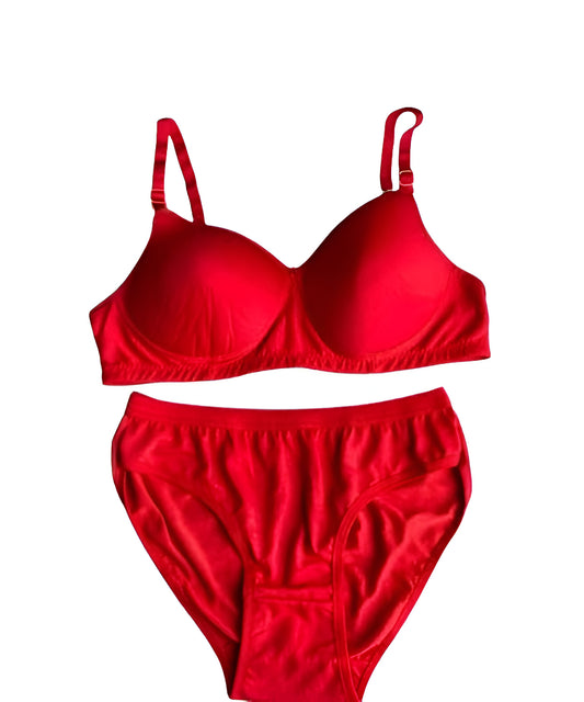 Women's Red Bra and Panty Set Soft Cotton Lingerie for Daily Comfort